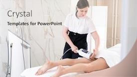  Presentation with massage therapist - Beautiful slides featuring young-massage-therapist-doing-lpg backdrop and a sky blue colored foreground