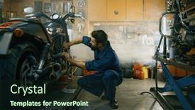  Presentation with mechanic repair - Slides enhanced with young-mechanic-working-on-motorcycle background and a wine colored foreground