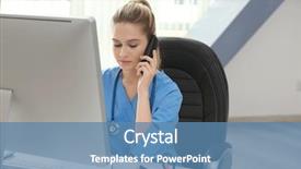  Presentation with medical assistant - Beautiful slides featuring young medical assistant talking backdrop and a teal colored foreground