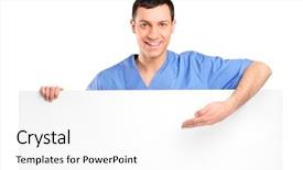  Presentation with poster - Amazing presentation having young medical doctor showing backdrop and a white colored foreground