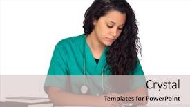  Presentation with medical student - Presentation theme consisting of young medical student isolated background and a  colored foreground