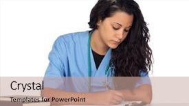  Presentation with medical student - Audience pleasing slide deck consisting of young medical student isolated backdrop and a  colored foreground