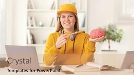  Presentation with medical desk - Presentation having young-medical-student-sitting background and a coral colored foreground