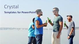  Presentation with beer - Slide set with young-men-drinking-beer background and a sky blue colored foreground