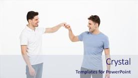  Presentation with two men on a judo - PPT layouts enhanced with young men giving fist bump background and a  colored foreground