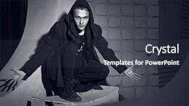  Presentation with black men - Slide set with young men in black cloth background and a dark gray colored foreground