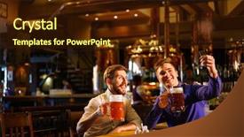  Presentation with pub - Audience pleasing PPT layouts consisting of young men make selfie in a pub backdrop and a wine colored foreground