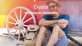  Presentation with traveler - Slide deck consisting of young mexican traveler sitting next background and a  colored foreground