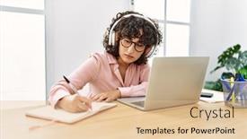  Presentation with middle east - Presentation theme consisting of young-middle-east-businesswoman-using background and a lemonade colored foreground