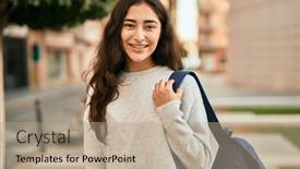  Presentation with middle east demographic - Beautiful slide set featuring young-middle-east-student-girl backdrop and a coral colored foreground