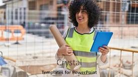  Presentation with middle east - Presentation enhanced with young-middle-east-woman-architect background and a soft green colored foreground