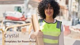  Presentation with middle east - Slide deck with young-middle-east-woman-architect background and a lemonade colored foreground