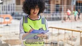  Presentation with middle east - Presentation design with young-middle-east-woman-architect background and a lemonade colored foreground