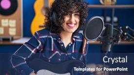  Presentation with electrical - Theme consisting of young-middle-east-woman-artist background and a ocean colored foreground