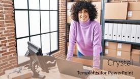  Presentation with middle east - Theme with young-middle-east-woman-ecommerce background and a coral colored foreground