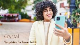  Presentation with middle east - Presentation design having young-middle-east-woman-excutive background and a lemonade colored foreground