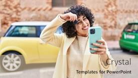  Presentation with middle east - Presentation theme having young-middle-east-woman-excutive background and a  colored foreground