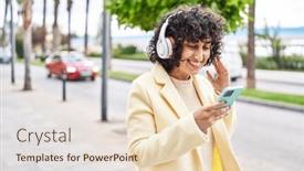  Presentation with middle east - Presentation theme featuring young-middle-east-woman-excutive background and a lemonade colored foreground