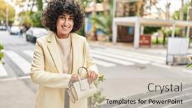  Presentation with middle east - Presentation theme having young-middle-east-woman-excutive background and a soft green colored foreground