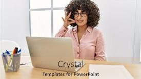  Presentation with language - Presentation theme featuring young-middle-east-woman-having background and a coral colored foreground