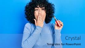  Presentation with middle east - Slide set consisting of young-middle-east-woman-holding background and a light blue colored foreground