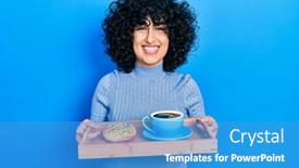  Presentation with middle east demographic - Slide deck featuring young-middle-east-woman-holding background and a  colored foreground