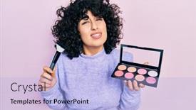  Presentation with middle east - PPT theme having young-middle-east-woman-holding background and a  colored foreground