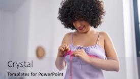  Presentation with middle east - Presentation with young-middle-east-woman-measuring background and a light gray colored foreground