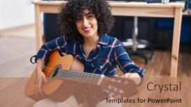  Presentation with middle east - Theme with young-middle-east-woman-musician background and a coral colored foreground