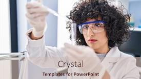  Presentation with middle east - Slides having young-middle-east-woman-scientist background and a soft green colored foreground