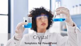  Presentation with middle east - PPT theme with young-middle-east-woman-scientist background and a light gray colored foreground