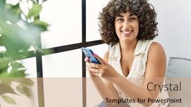  Presentation with middle east - PPT layouts consisting of young-middle-east-woman-smiling background and a coral colored foreground