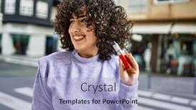  Presentation with middle east - Presentation theme enhanced with young-middle-east-woman-smiling background and a light blue colored foreground