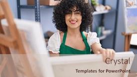  Presentation with middle east - PPT theme consisting of young-middle-east-woman-smiling background and a soft green colored foreground