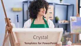  Presentation with middle east - PPT theme with young-middle-east-woman-smiling background and a soft green colored foreground