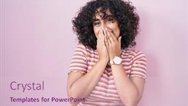  Presentation with middle east - Slides having young-middle-east-woman-standing background and a lemonade colored foreground