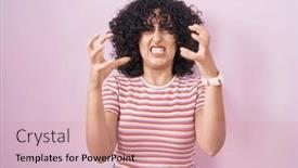  Presentation with middle east - Slides having young-middle-east-woman-standing background and a coral colored foreground