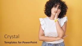  Presentation with middle east - PPT layouts featuring young-middle-east-woman-standing background and a yellow colored foreground