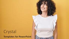  Presentation with middle east - Theme enhanced with young-middle-east-woman-standing and a yellow colored foreground