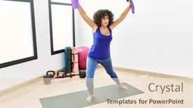  Presentation with middle east - Slides having young-middle-east-woman-training background and a lemonade colored foreground