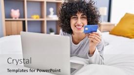  Presentation with middle east - Presentation theme consisting of young-middle-east-woman-using background and a light gray colored foreground