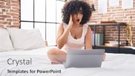  Presentation with middle east - Slide deck featuring young-middle-east-woman-using background and a  colored foreground