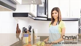  Presentation with middle eastern traditional dishes falafel - Cool new slide set with young middle eastern woman cooking backdrop and a coral colored foreground