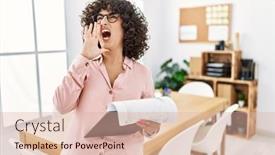  Presentation with business communication - Slide set featuring young-middle-eastern-woman-wearing background and a lemonade colored foreground