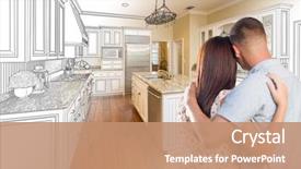  Presentation with kitchen design - Audience pleasing slide set consisting of young military couple looking inside backdrop and a coral colored foreground