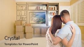  Presentation with military - Presentation theme consisting of young military couple looking background and a coral colored foreground