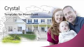  Presentation with military family - Audience pleasing PPT layouts consisting of young military family over house backdrop and a white colored foreground