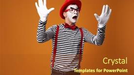  Presentation with mime - PPT layouts consisting of young-mime-in-vest background and a tawny brown colored foreground