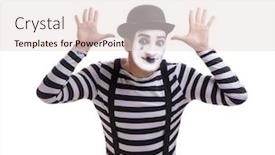  Presentation with mime - Beautiful slide set featuring young mime isolated on white background backdrop and a lemonade colored foreground