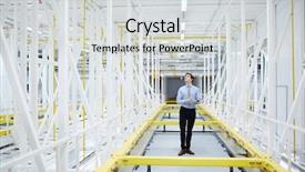  Presentation with farm management - Cool new slides with young mining farm specialist making backdrop and a light gray colored foreground